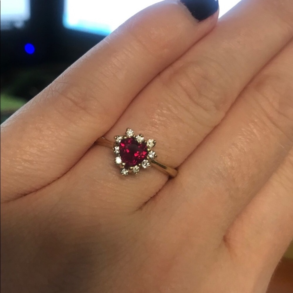 Diamond & ruby 14k gold ring